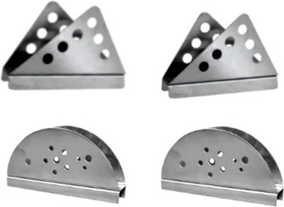 Fably 4 Compartments Stainless Steel 4 Stainless Steel Napkin Holder Napkin Stand pack of 4(Silver)
