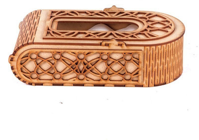 PRIYANSHM IMPEX 1 Compartments wooden tissue holder(Brown)
