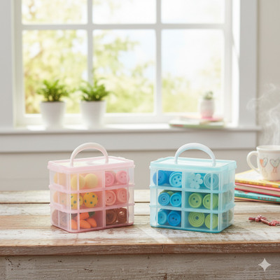 MAXTID 6 Compartments Plastic PP(Pink, Blue)