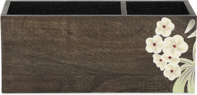 dudki 2 Compartments Mango Wood Wooden Desk Organizer(Dark Brown)
