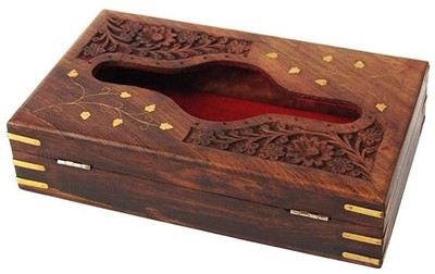 EcoWuuD 1 Compartments Premium Sheesham Wood Handcrafted Wooden Tissue Box Holder(Brown)