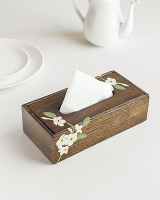 aurumcrafts 1 Compartments Wooden Multipurpose Tabletop Tissue Holder(Brown)