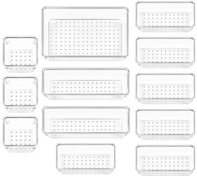 KUBER INDUSTRIES 12 Compartments Acrylic Desk Organizers(Transparent)