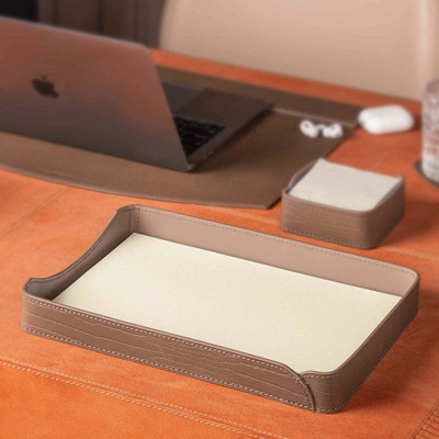 Three Sixty 1 Compartments Leather A4 Paper Tray(TAUPE)