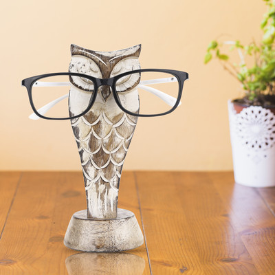 Craft Cooper 1 Compartments Craft Cooper Wooden Owl Shape spec holder(Off White)