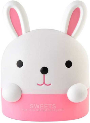 Faifa 4 Compartments Premium BPA-Free Plastic Bunny-Shaped Multi-Purpose Tissue Box with Organizer(Pink & White)