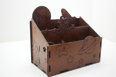 NIRAV CNC WORK 3 Compartments MDF DESK ORAGNISER(Brown)