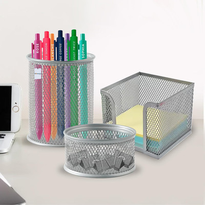 HOMESTIC by Kuber Industries 3 Compartments Iron desk_organizer(Silver)
