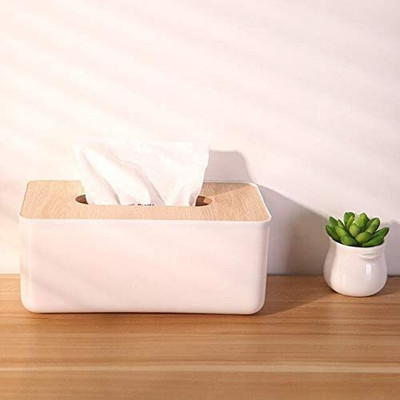 Navmi 1 Compartments plastic Tissue box(White)