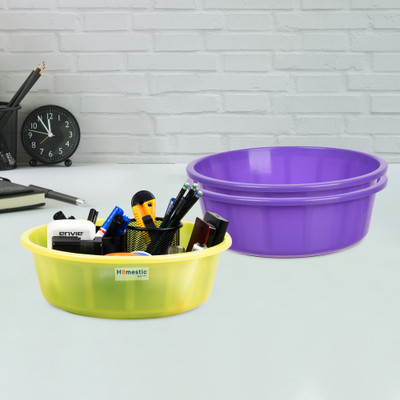 HOMESTIC by Kuber Industries 3 Compartments Plastic Desk Organizer(Purple & Green)