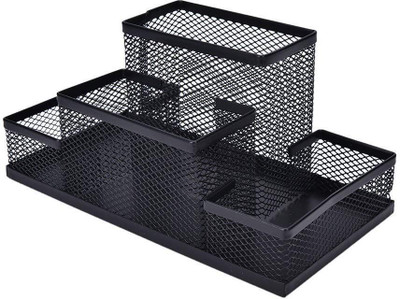 KANTHEE ENTERPRISE 4 Compartments Metal Desk organizer(Black)