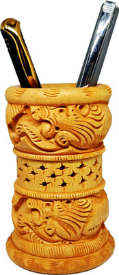 Kachawa genics 1 Compartments Natural Wooden Pen Holder – Perfect Pen Stand for Home or Office(Brown)