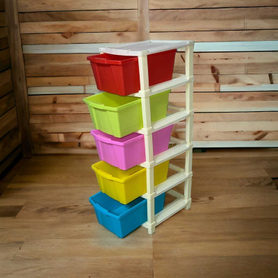 Nejadhari 5 Compartments Plastic Multipurpose Modular Drawer Storage System for Home & Office(Multicolor)