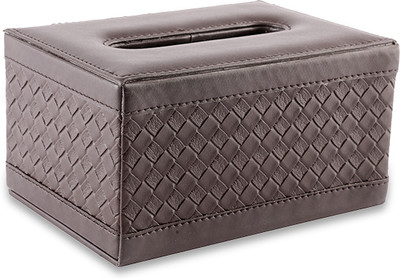 AARVIDECOR 1 Compartments Faux Leather Tissue Holder(Brown)