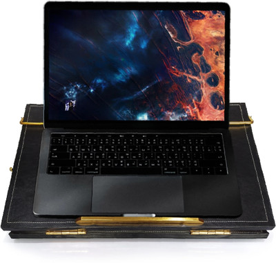 VeleSolv 1 Compartments Leather Height Adjustable Desk Laptop Stand | Writing Pad(Black)