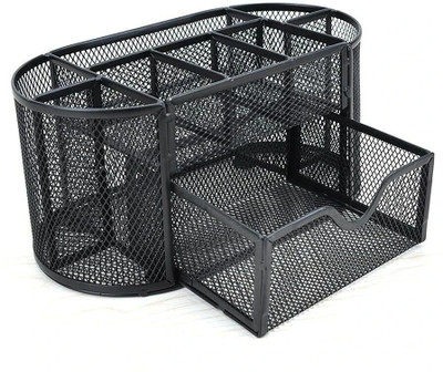 DUS 8 Compartments METAL DESK ORGANIZER(Black)