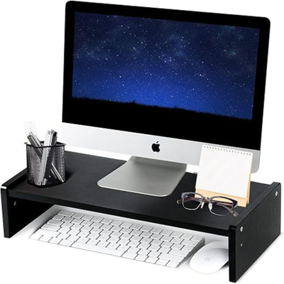 HOME SPARKLE 1 Compartments wooden Monitor Stand – Bamboo Desk Riser for Office, Home & Studio Tables(Black)