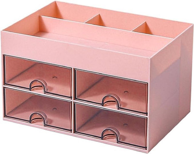 NISHIV 8 Compartments plastic Storage Box for Desk(Pink)