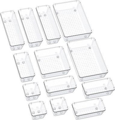 Zeinwap 13 Compartments Acrylic 2 Large 1 Square 3 Long 4 Medium 3 Small Tray(Clear)