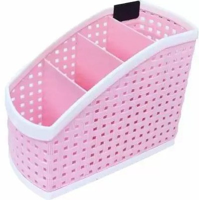 Aglor 4 Compartments plastic pen and pencil stand(Pink)
