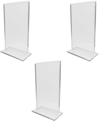 CPI 3 Compartments Acrylic 4x6in A6 T Shape Display Sign Holder Stand Double Side Table Menu Stand (3PCs)(Transparent)