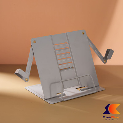 GENZ 1 Compartments Metal Book Stand(Silver)