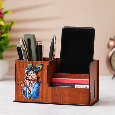 RAGHAV ENTERPRISES 3 Compartments Wooden Pen Stand(Brown)
