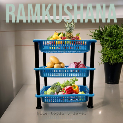 Prime Plastic 205 Compartments plastic vegetable trolly(Blue)