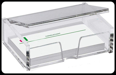 PANKU 1 Compartments Cast Acrylic Visiting/Business Desk Card Holder Display Stand(Transparent)