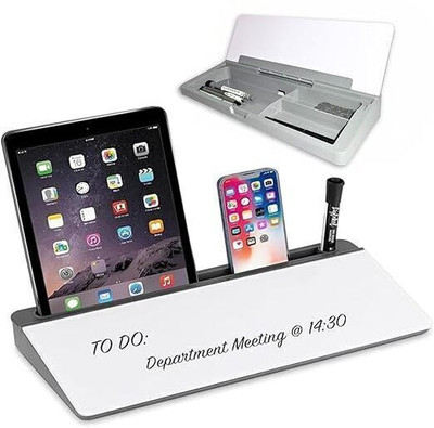 BESTZONE RETAIL MALL 3 Compartments ABS + Tempered glass Tabletop Mount(White and Grey)