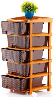 MAHADEV ENTERPRISE 5 Compartments PLASTIC CABINET(Brown)