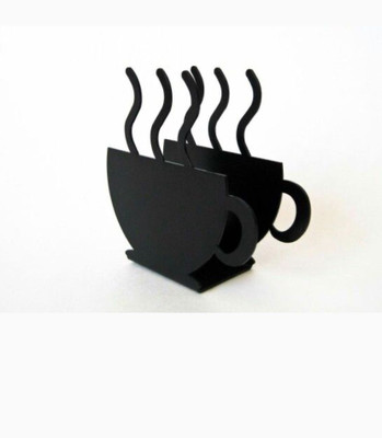 ALMADINAART 1 Compartments iron Iron Laser Cut Coffee Cup Napkin Holder Modern Kitchen Decor(Black)