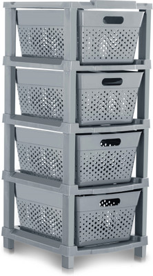 Pinkwhale 4 Compartments Plastic Modular Drawer(Grey)