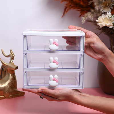 MARKET 99 3 Compartments Plastic Drawer(White)