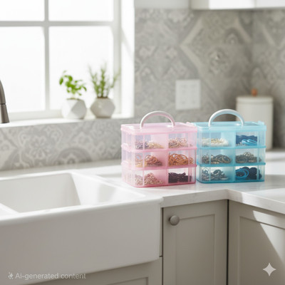 MAXTID 6 Compartments Plastic PP(Pink, Blue)