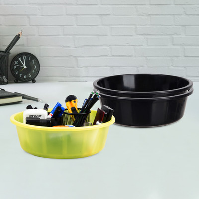KUBER INDUSTRIES 3 Compartments Plastic Desk Organizer(Black & Green)