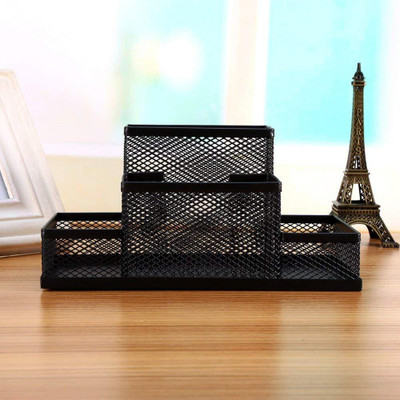 KANTHEE ENTERPRISE 4 Compartments Metal Desk organizer(Black)