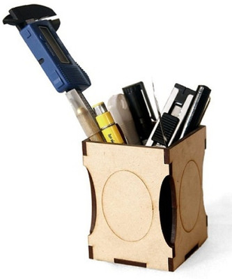 LAKHAJI 1 Compartments wooden desk organizer pen sstand card holder(Brown)