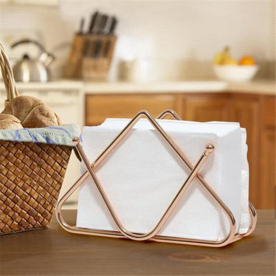 Homely Get Crafty 1 Compartments Iron Napkin Holder(Rose Gold)
