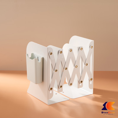 GENZ 3 Compartments Metal Semi-Open Book Shelf(White)
