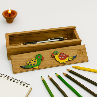Unravel India 1 Compartments Sheesham Wood Pen & Pencil Holder(Brown)