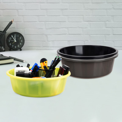 KUBER INDUSTRIES 3 Compartments Plastic Desk Organizer(Gray & Black & Green)