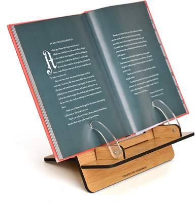 GKD 1 Compartments Book reading stand Desk accessorie for adjustable reading angle compatible with all size book, tablet & mobile all in one book holder for reading, Eco Friendly(BAMBOO)