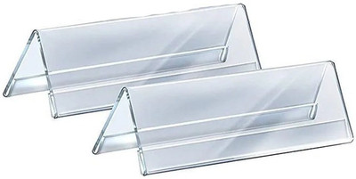 DELITON 2 Compartments Acrylic Acrylic Name Plate Table & Desk Name Plate for Office 2 x 8 Inch Pack of 2(Transparent)