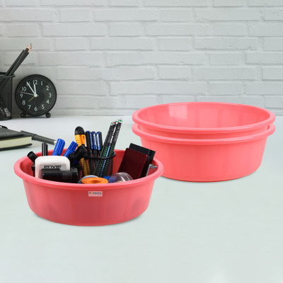 HOMESTIC by Kuber Industries 3 Compartments Plastic Desk Organizer(Pink)