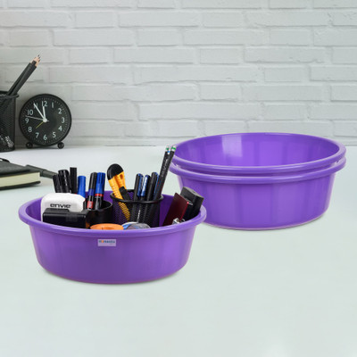 HOMESTIC by Kuber Industries 3 Compartments Plastic Desk Organizer(Purple)