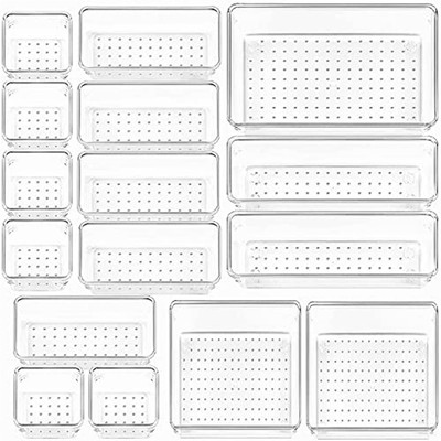 KUBER INDUSTRIES 16 Compartments Acrylic Desk Organizers(Transparent)