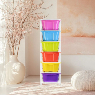 HUMBLE KART 6 Compartments Plastic Chest of Drawers(Multicolor)