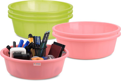 Aaarsh Stores 1 Compartments Plastic Desk Organizer(Green & Light Pink)