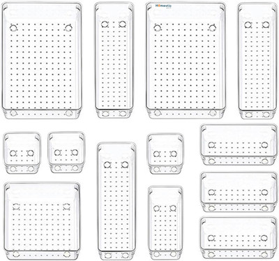 HOMESTIC by Kuber Industries 13 Compartments Acrylic Desk Organizers(Transparent)